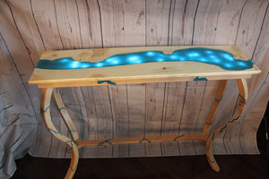 Sofa table (Maple with blue epoxy with LED top)